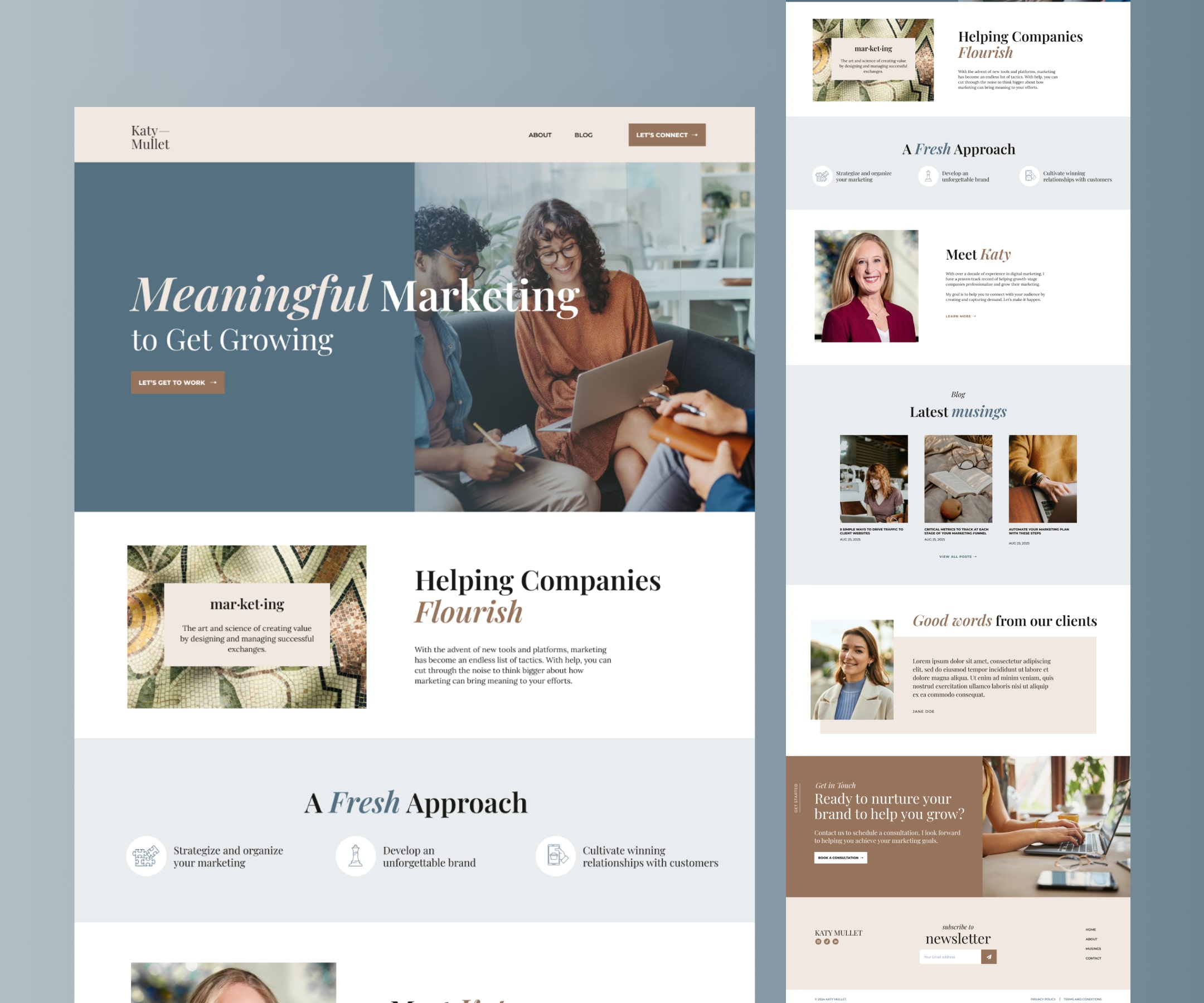 screenshot of Katy Mullet website